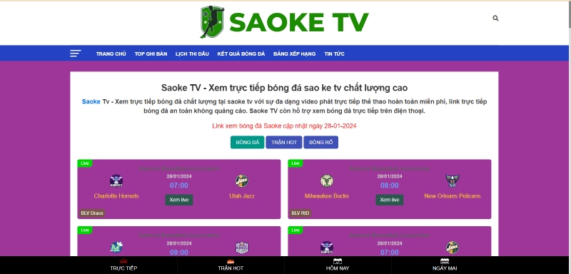 Saoke TV - Trang trực tiếp bóng đá chất lượng tốt nhất