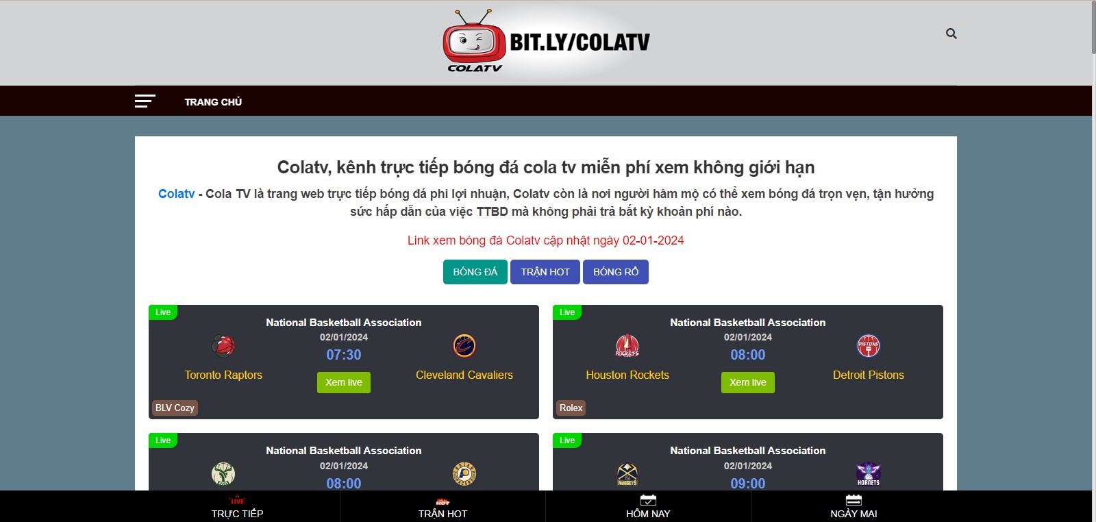 ColaTV - Trang web trực tiếp bóng đá sắc nét, sống động